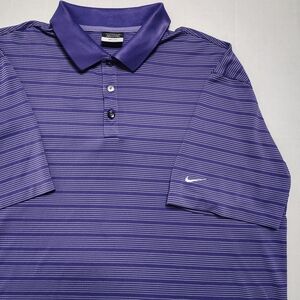 Nike Purple Golf Dri-Fit Polo Striped Short Sleeve Shirt Men's XL Activewear